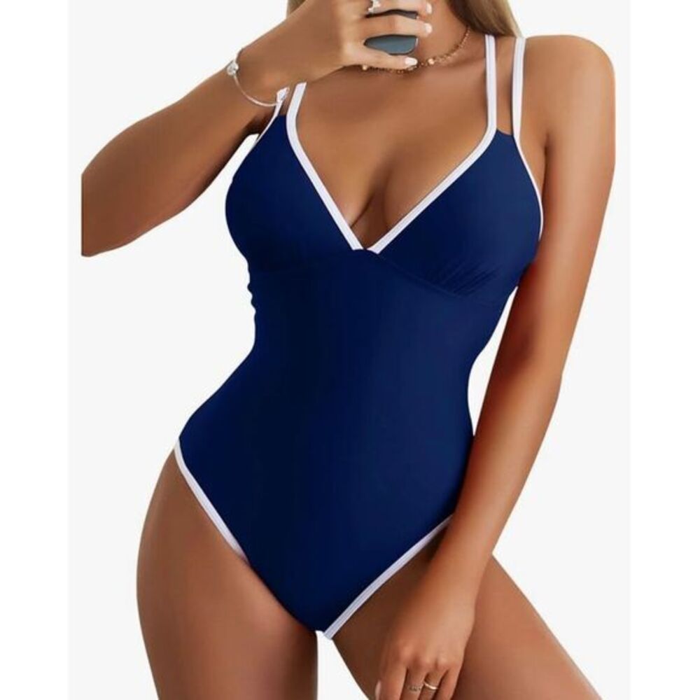B2prity Women's V Neck One Piece Swimsuits Tummy Control Bathing Suit size XL‎